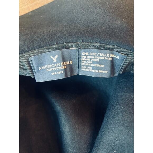 American Eagle Floppy Rancher Hat Navy Blue Red White Design One Size 100% Wool - Picture 3 of 4